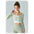 Women Faux Two Piece Sports Top with Chest Pad Semi Fixed Short Slim Fit Slimming Yoga Jacket Breathable Workout Clothes