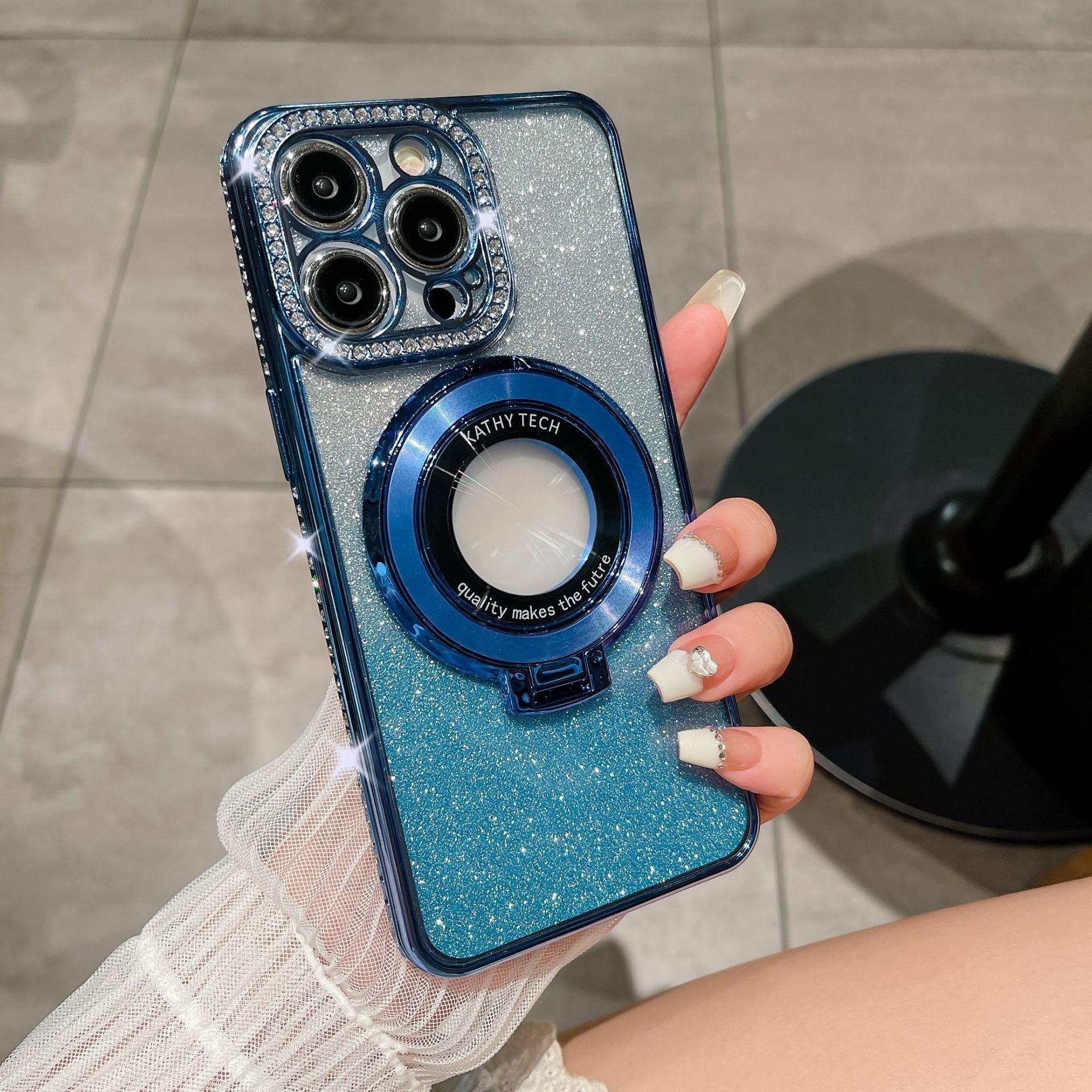 Glitter Tpu Electroplating Magnetic Bracket Phone Case