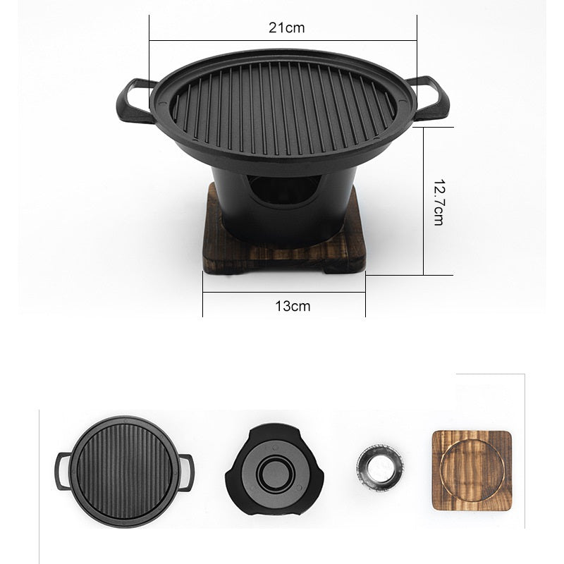 Mini BBQ Grill Alcohol Stove Home Smokeless Barbecue Grill Outdoor BBQ Plate Roasting Meat Tools