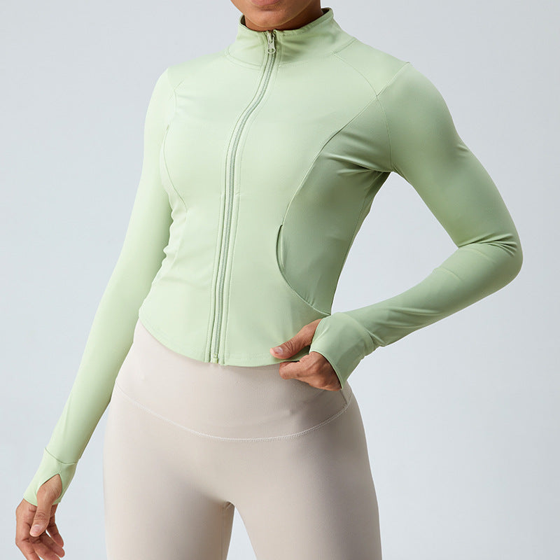 Autumn Quick Drying Long Sleeved Yoga Jacket Naked Women Sense Zipper Yoga Clothing Top Running Slim Workout Clothes