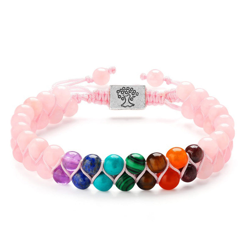 Fashion Jewelry 6mm 7 Chakra Stone Bead Yoga Meditation Bracelet Healing Crystal Double Layer Natural Gemstone Beaded Anxiety Bracelets For Women