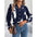 Autumn Winter Contrast Color Striped Collar Long Sleeve Shirt Women Clothing