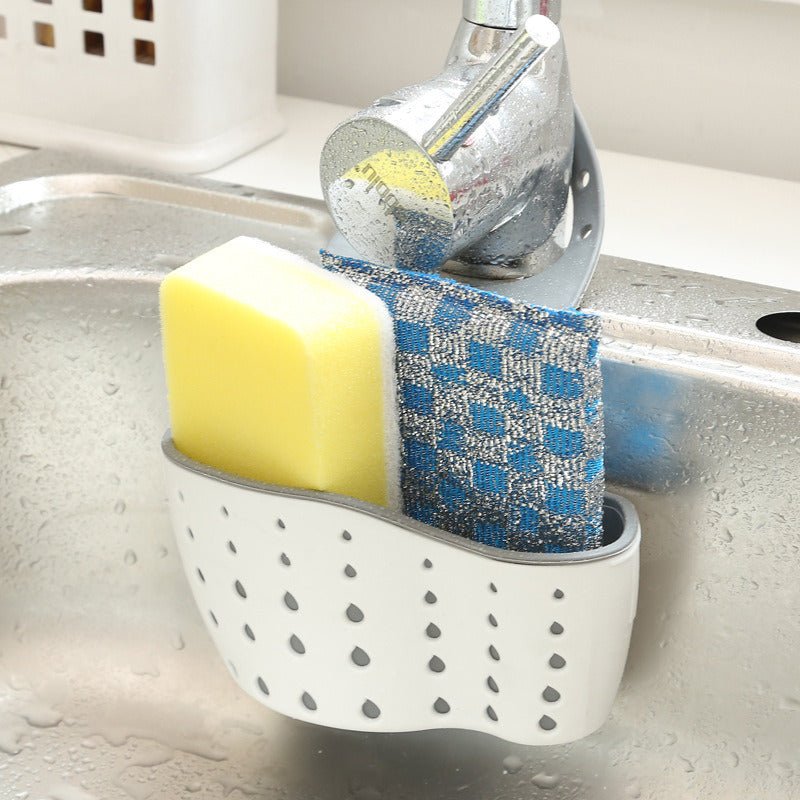 1 Pc Sink Sponge Rack; Sink Organizer Silicone Storage Box; Hangable Multifunctional Drainage Adjustable Shoulder Strap; Sponge Rack Moorescarts