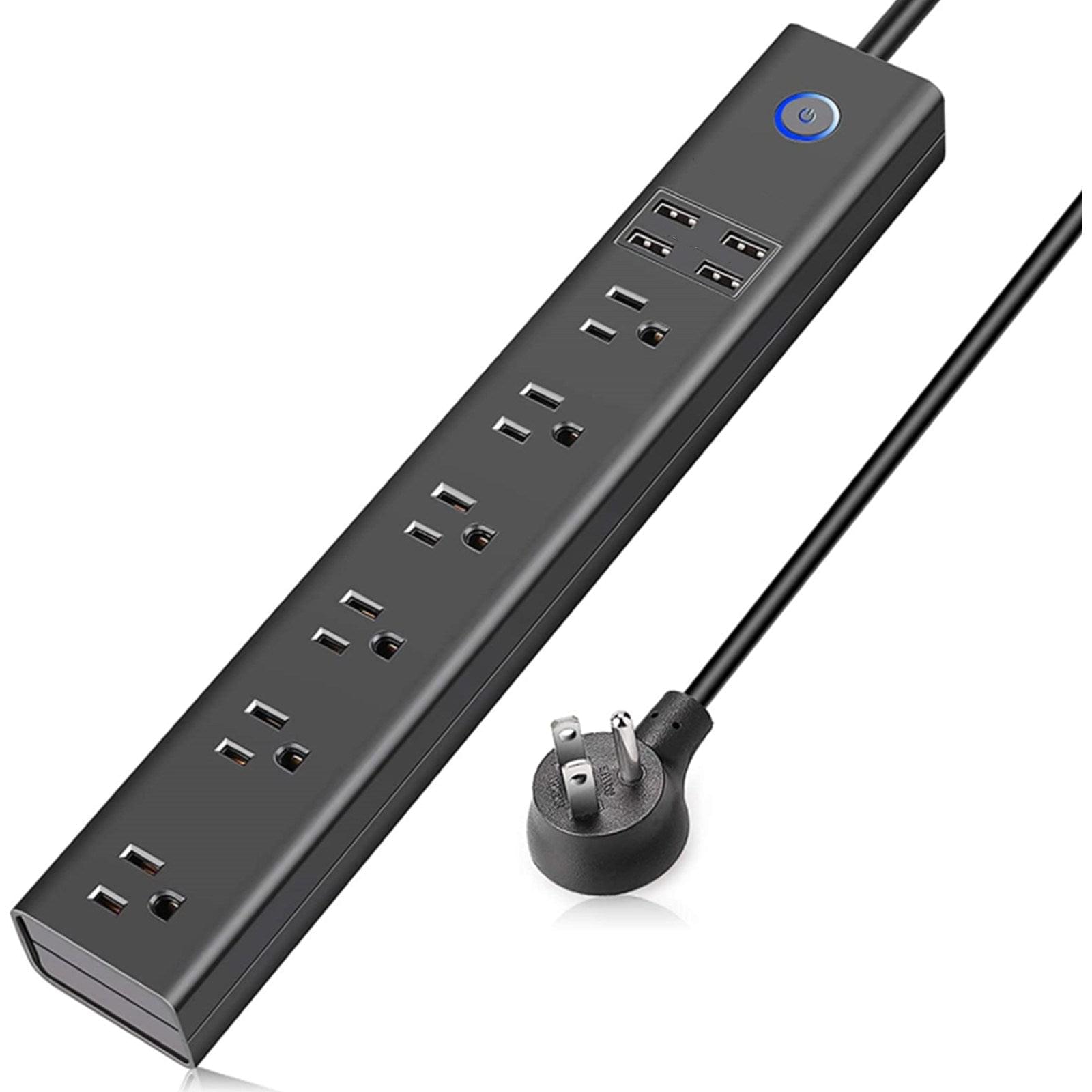 10 FT Surge Protector Power Strip With USB 6 Outlets And 4 USB Ports Wall Mountable Flat Plug Extension Cord Moorescarts