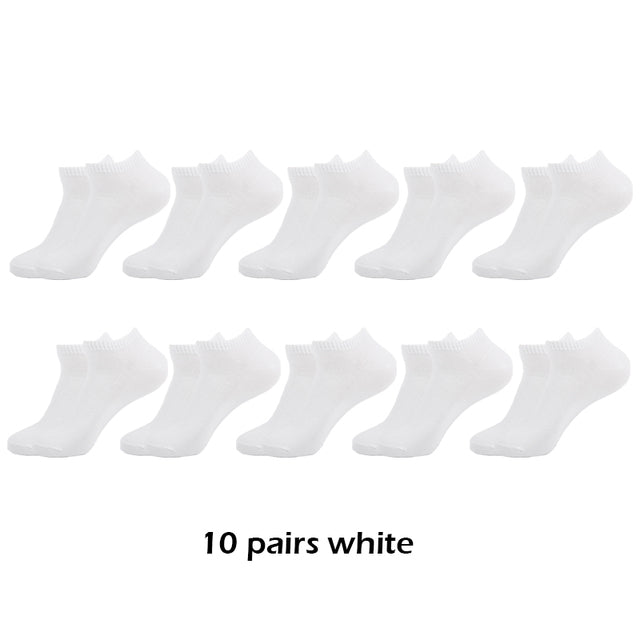 10 pairs/Lot Men Ankle Socks Breathable Comfortable Cotton White Grey Black Solid Boat Sock for Male Wholesale Price Moorescarts