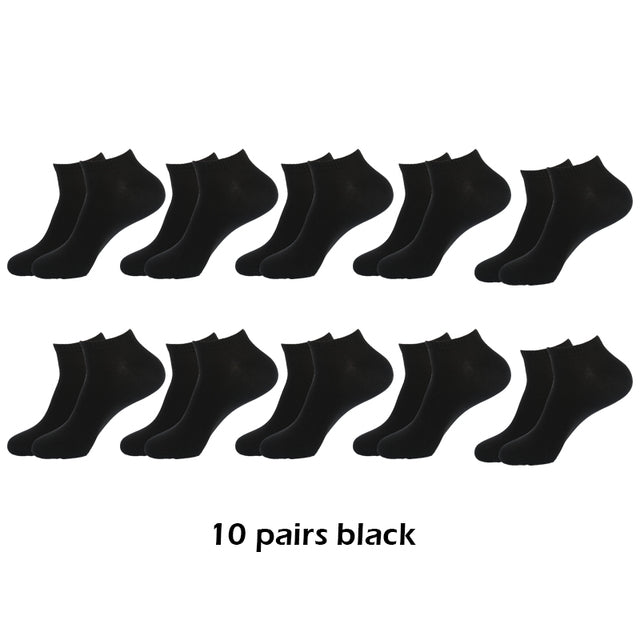 10 pairs/Lot Men Ankle Socks Breathable Comfortable Cotton White Grey Black Solid Boat Sock for Male Wholesale Price Moorescarts