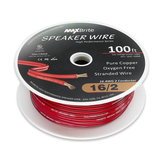 100 ft. 16 Gauge Stranded Flexible Dual Conductor Bonded Zip Cord Wire, Oxygen Free Pure Copper - UL Listed Class 2 Moorescarts