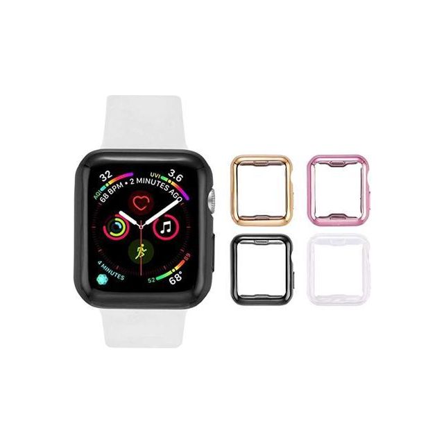 4 Pack 38mm Apple Watch case with Builtin HD Clear UltraThin TPU Screen Protector Cover for Apple Watch Series 2 and Apple Watch Series 3 38mm 4 Pack Clear+Black+Gold+Rose Gold Moorescarts