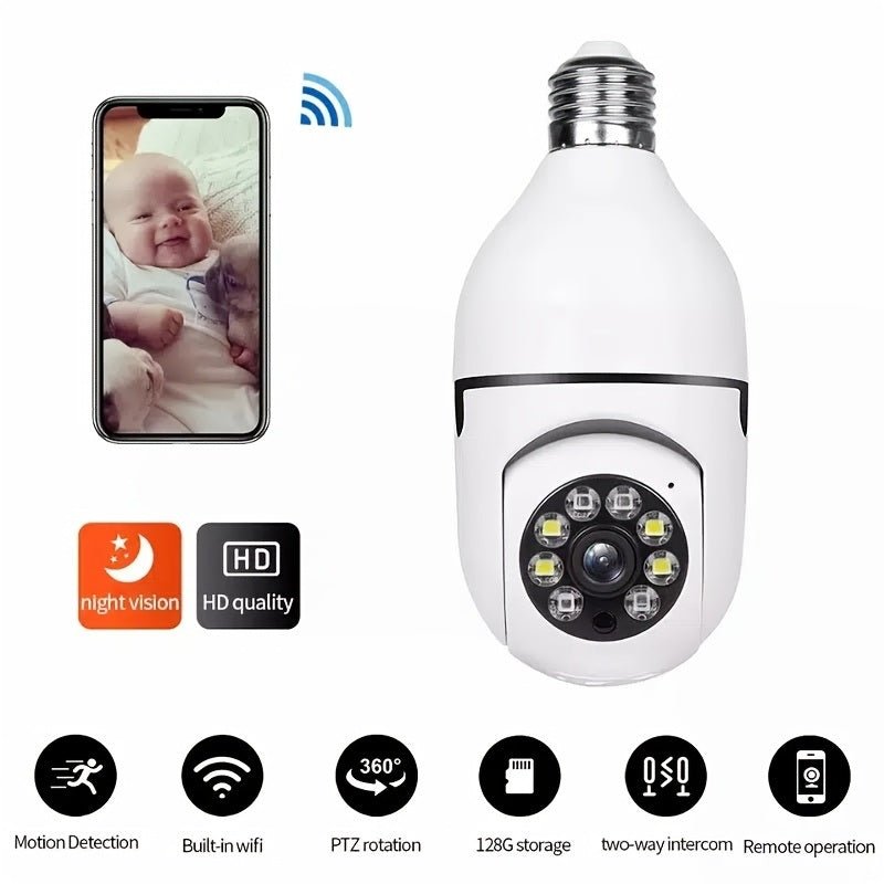 1080P HD E27 Wi-Fi Light Bulb Camera; 2.4/5G Dual-Band IP Network Security System; PTZ Camera with Two-Way Audio; Mobile Motion Detection; smart Alarm; No TF/SD Card Moorescarts