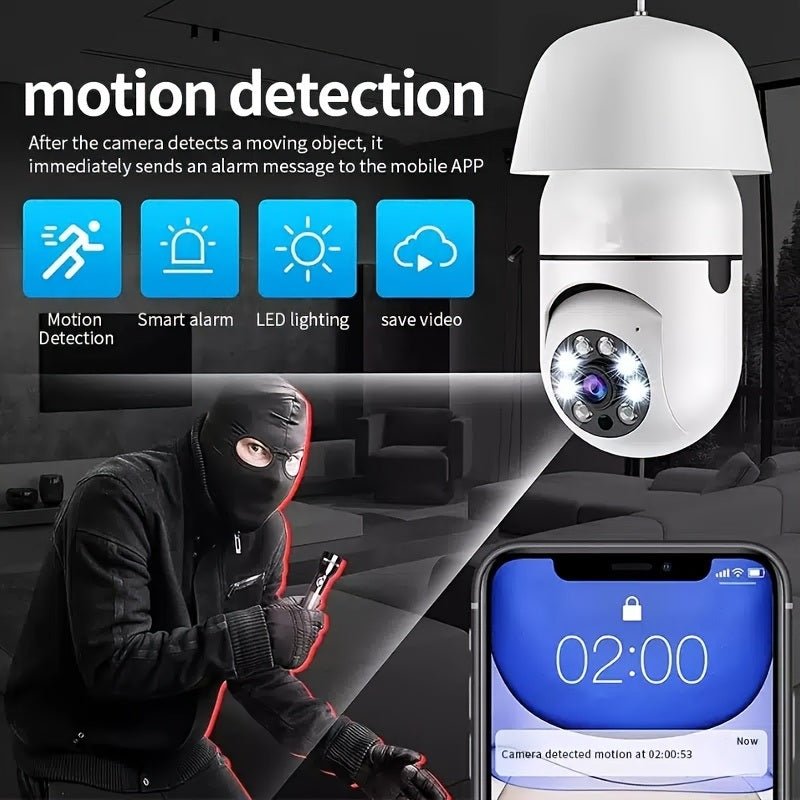 1080P HD E27 Wi-Fi Light Bulb Camera; 2.4/5G Dual-Band IP Network Security System; PTZ Camera with Two-Way Audio; Mobile Motion Detection; smart Alarm; No TF/SD Card Moorescarts