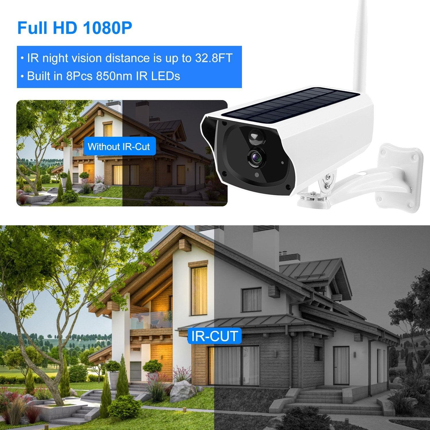 1080P Solar Powered WiFi IP Camera Two-Way Intercom Security Surveillance Camera Moorescarts
