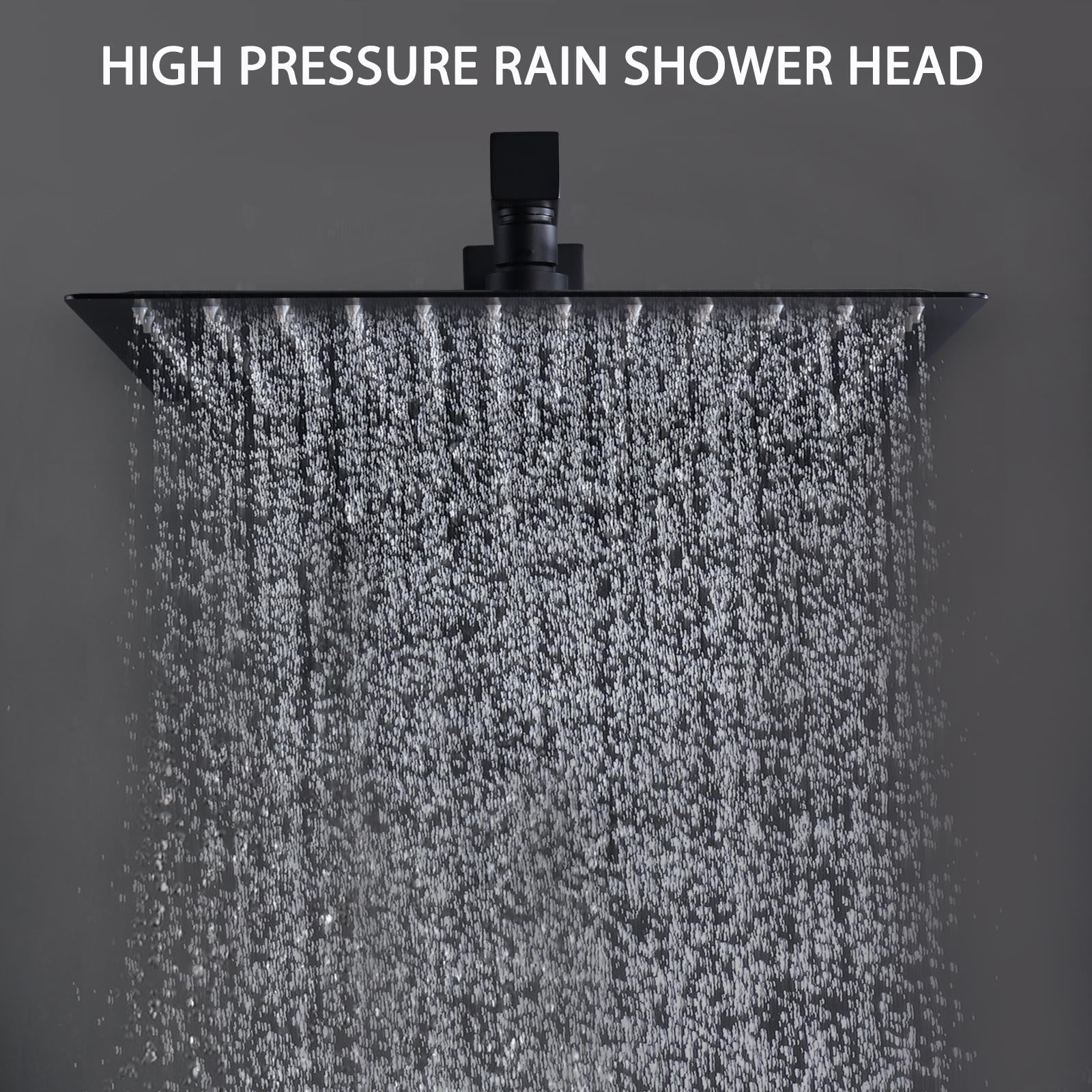 12 Inches Bathroom Rain Mixer Shower System Rainfall Shower Fixtures Matte Black Moorescarts