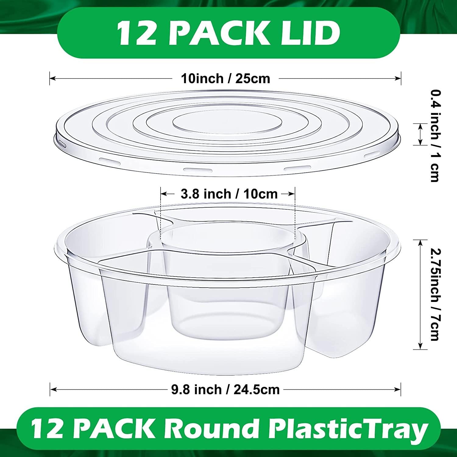 12 Pcs Round Appetizer Serving Trays With Lids 5 Compartment Container Moorescarts