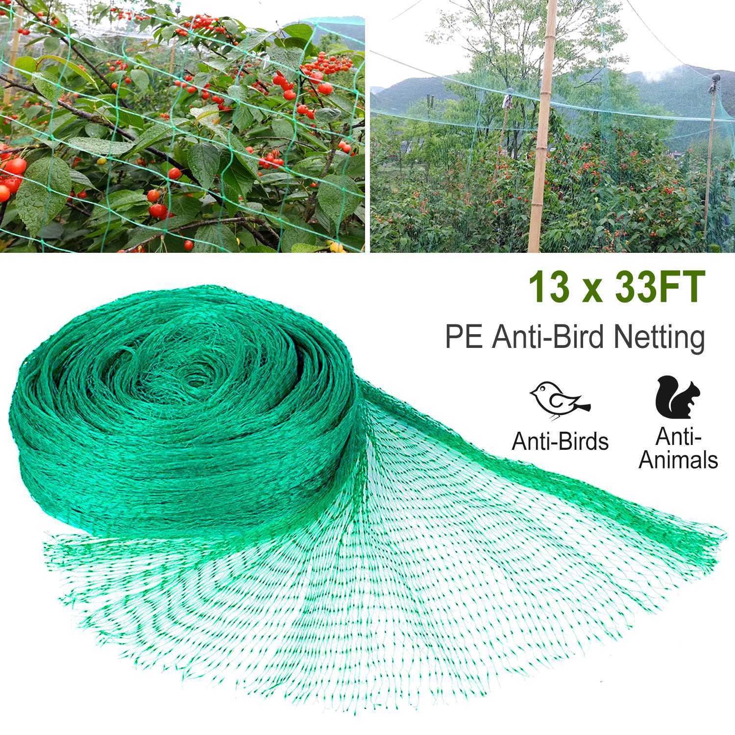 13 x 33ft Garden Netting Heavy Duty PE Anti Bird Netting Plants Fruits Tree Vegetables Protection Netting Net Moorescarts