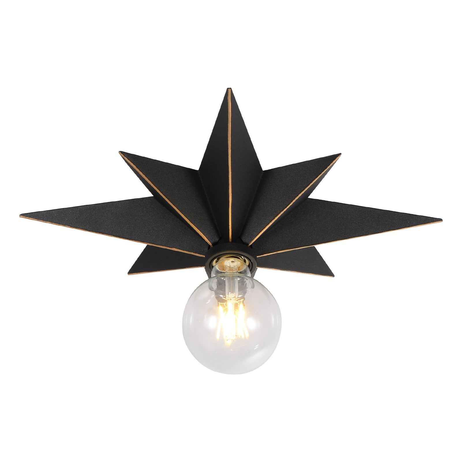 16 inch Flush Mount Ceiling Light; Industrial Black Metal Star Ceiling Lights Moorescarts