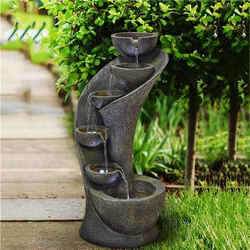 23.5inches Outdoor Water Fountain with LED Light for Outdoor Space or Indoor Decor Moorescarts