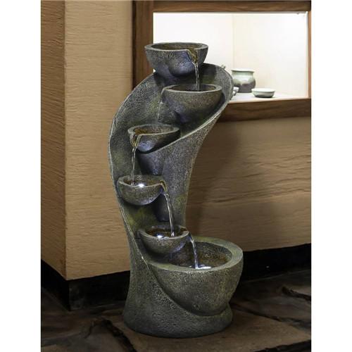 23.5inches Outdoor Water Fountain with LED Light for Outdoor Space or Indoor Decor Moorescarts