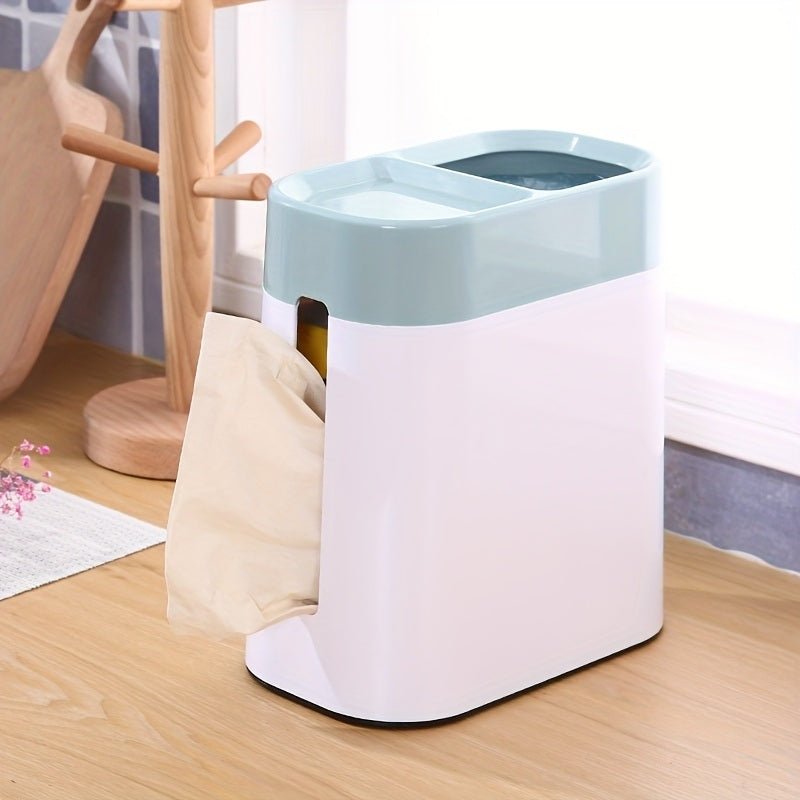 1pc 2 In 1 Desktop Trash Can With Tissue Box; Creative Plastic Mini Wastebasket; Trash Can; Garbage Bin; Rubbish Recycling For Desktop; Dressing Table Moorescarts