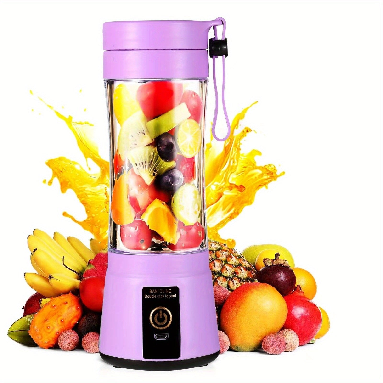 1pc 380ML Portable Blender With 6 Blades Rechargeable USB ; Personal Size Blender For Shakes And Smoothies; Traveling Fruit Veggie Juicer Cup Moorescarts