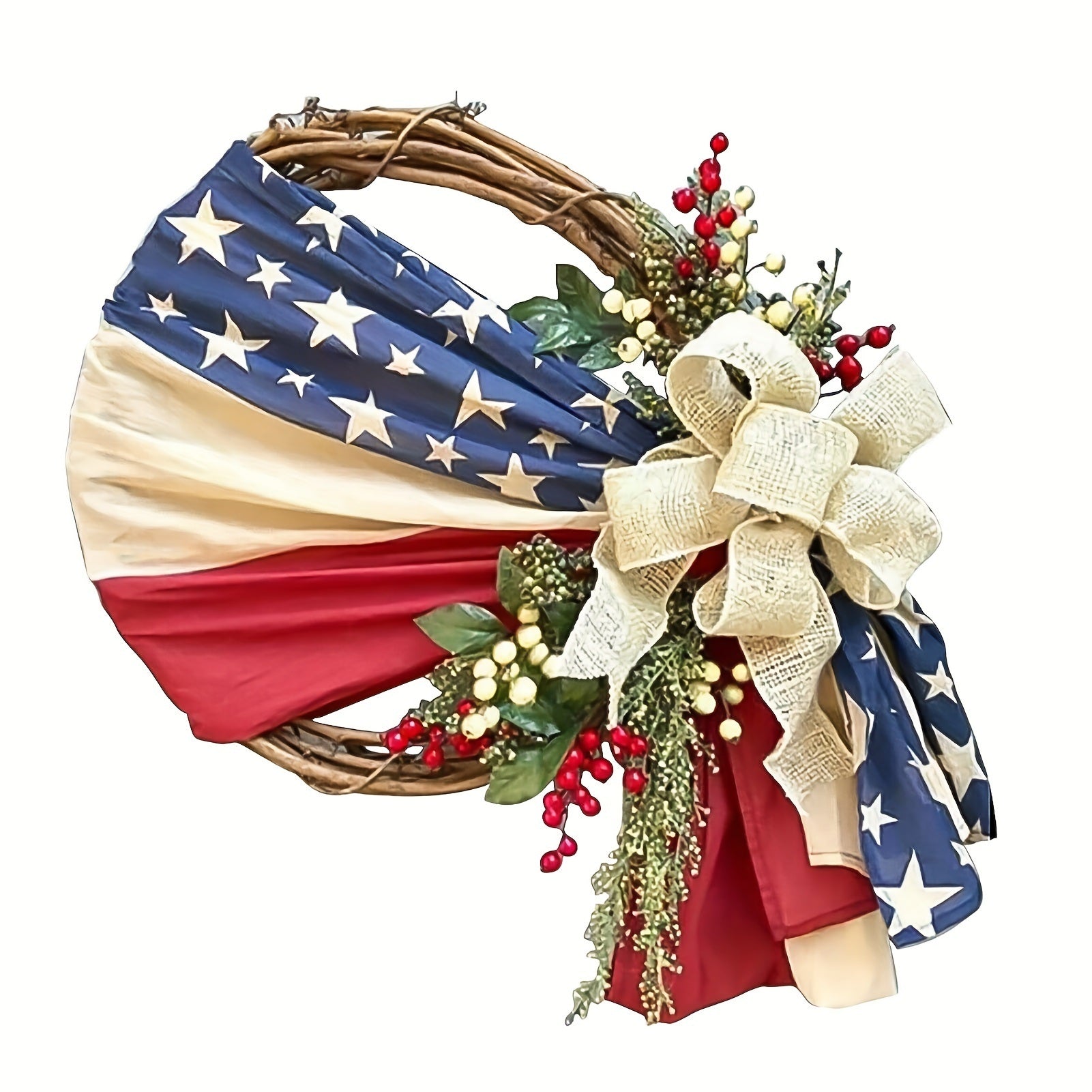 1pc; American National Day Wreath Independence Day Wreath Home Outdoor Decoration New Arrival Door Decoration; Independence Day Supplies Moorescarts