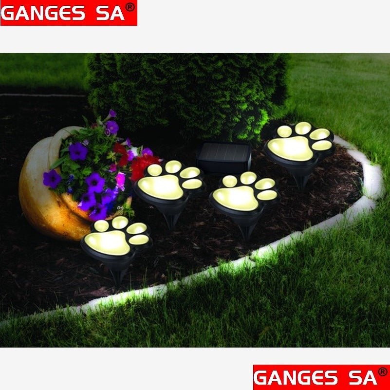 1pc GANGES SA Solar Garden String Lights; 4 Cat And Dog Footprint Lights; Solar Lawn Lights; Solar Landscape Fence String Lights; Outdoor Garden Decoration Moorescarts