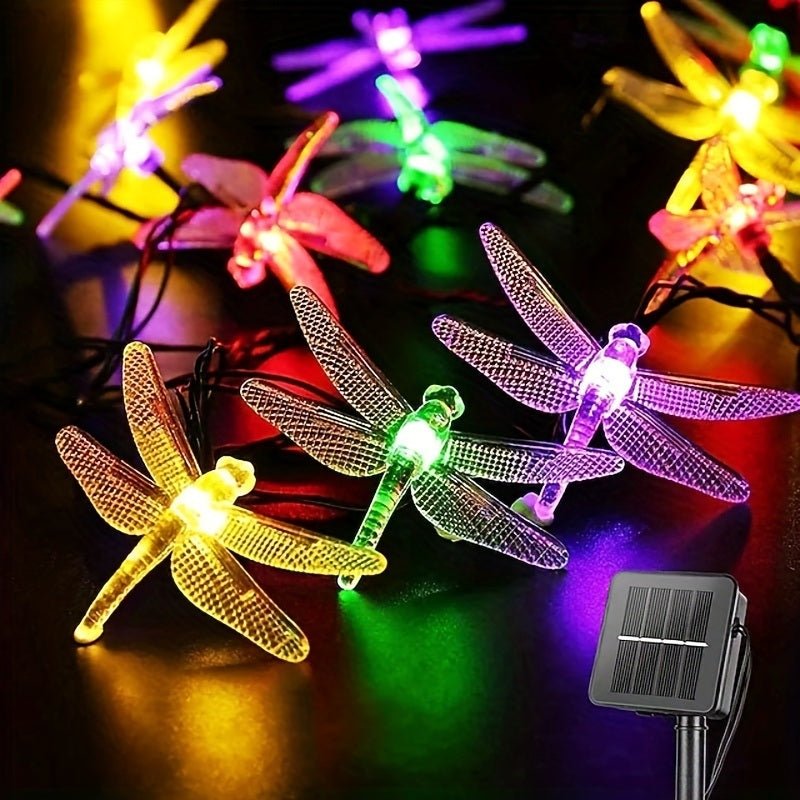1pc Solar Dragonfly String Lights Waterproof 20 LEDs Dragonfly Fairy Lights Decorative Lighting For Indoor/Outdoor Home Garden Lawn Fence Patio Party Moorescarts