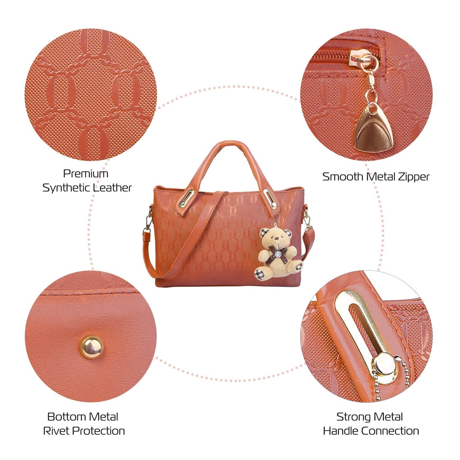 1Set/4Pcs Women Leather Handbag Lady Shoulder Bags Tote Satchel Purse Card Holder Moorescarts