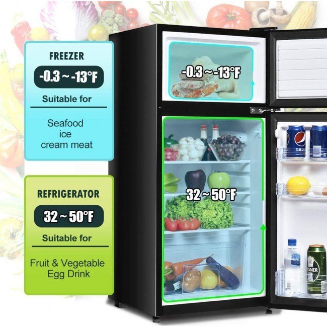 2 Doors Cold-rolled Sheet Compact Refrigerator Moorescarts