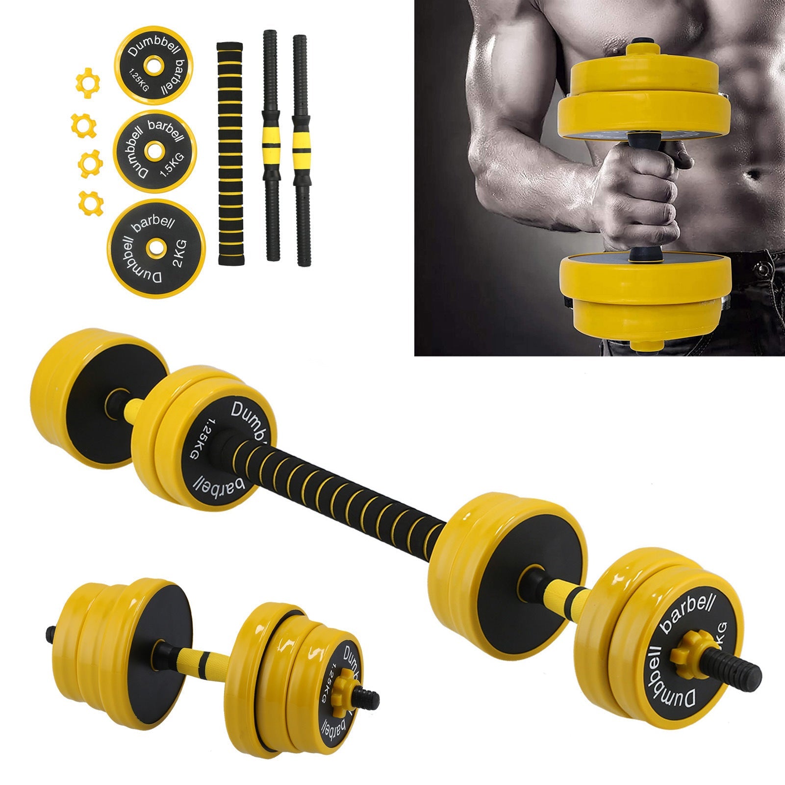 20KG Dumbbell Set 2 in 1 Adjustable Weights Dumbbells Set for Home Gym Fitness Workout Moorescarts