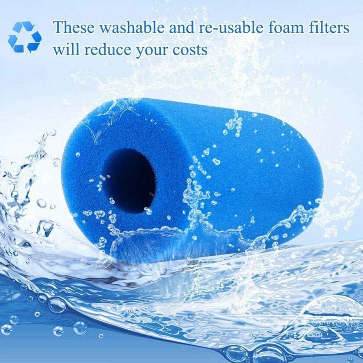 2PCS Swimming Pool Filter Sponge for Intex Type A, Washable Foam Cartridge Moorescarts