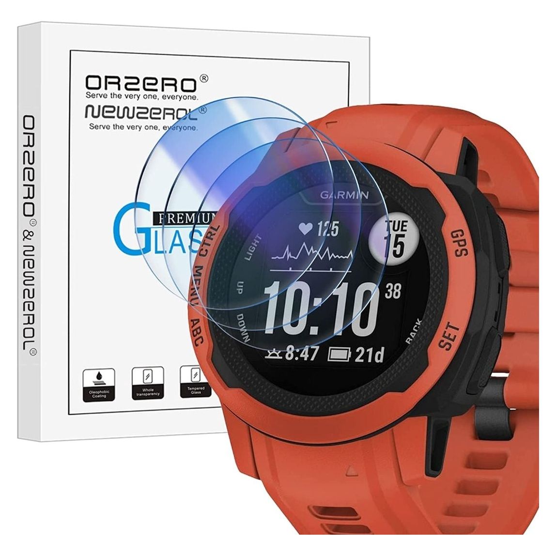 (3 Pack) Orzero Compatible for Garmin Instinct 2S (Not for Instinct 2) Smartwatch Tempered Glass Screen Protector, 9H High Definition 2.5D Arc Edges Bubble-Free (Lifetime Replacement) Moorescarts