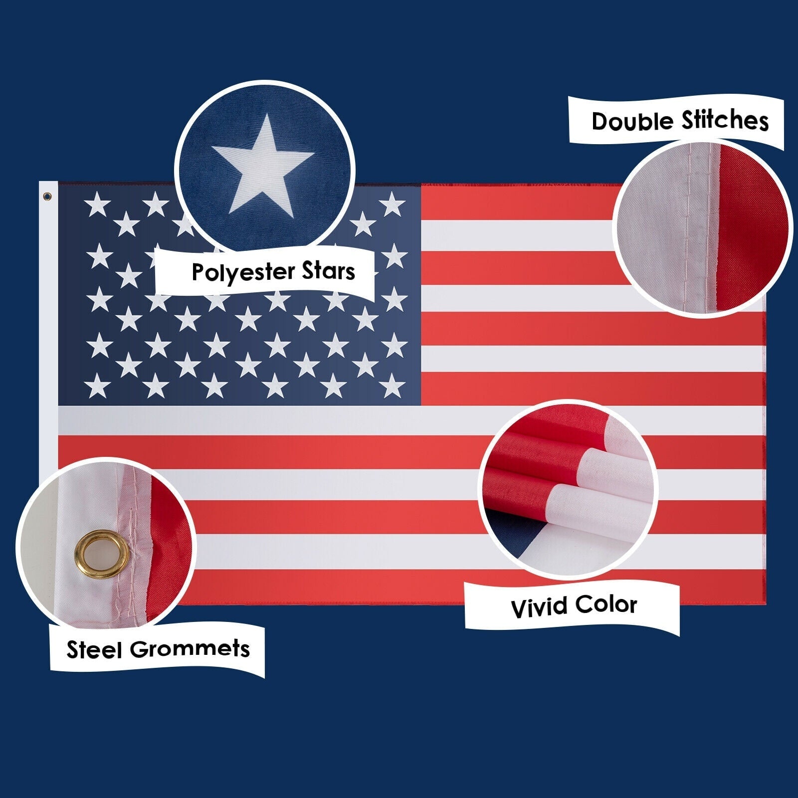 3' x 5' US American Printed Flag Moorescarts
