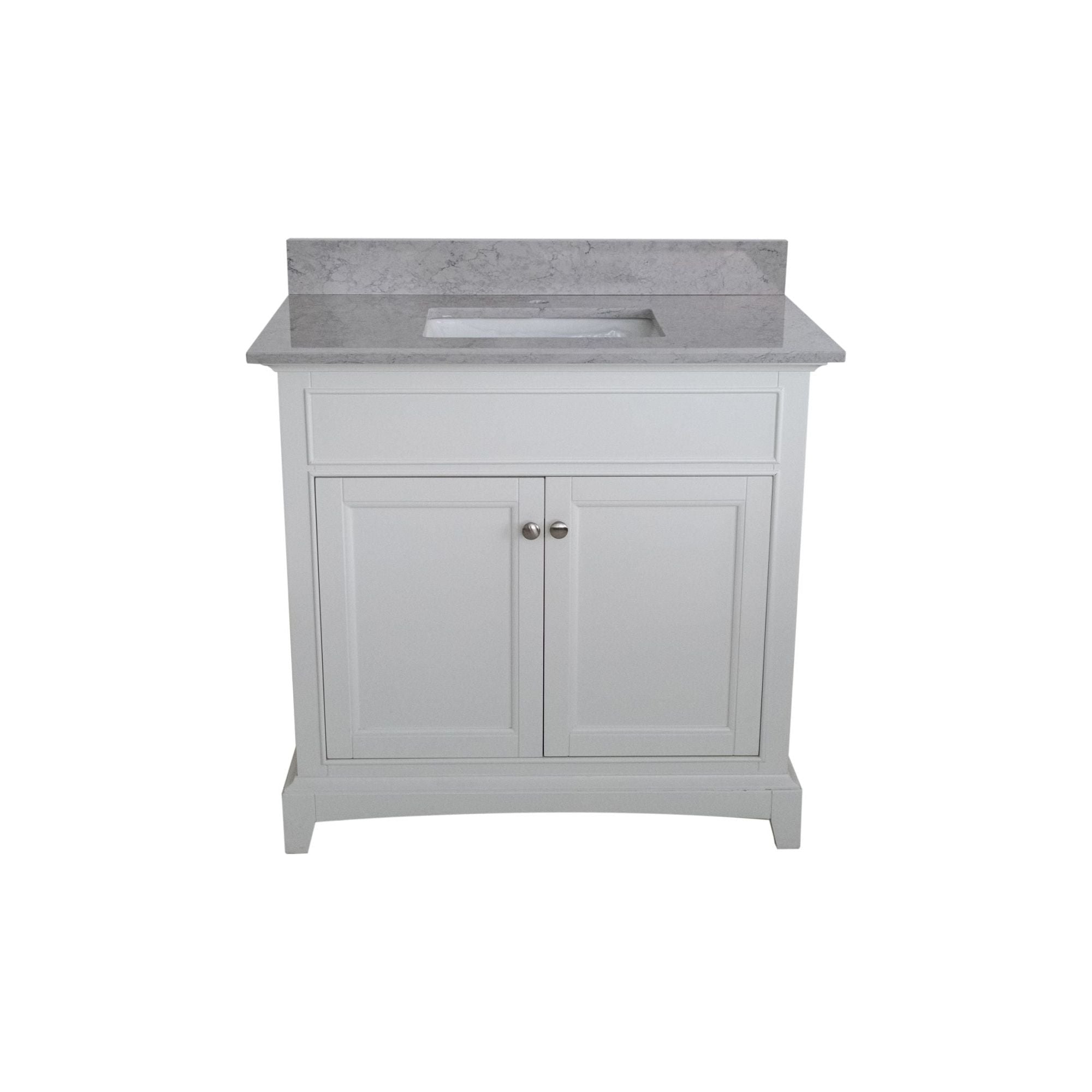 31 inches bathroom stone vanity top calacatta gray engineered marble color with undermount ceramic sink and single faucet hole with backsplash Moorescarts