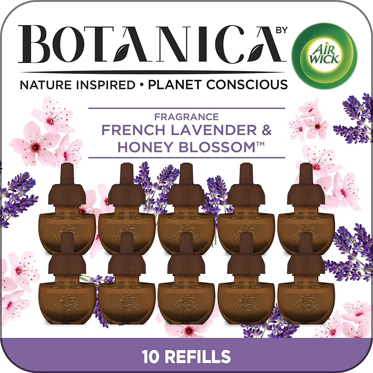 Botanica by  Plug in Scented Oil Refill, 10Ct, French Lavender and Honey Blossom, Air Freshener, Eco Friendly, Essential Oils