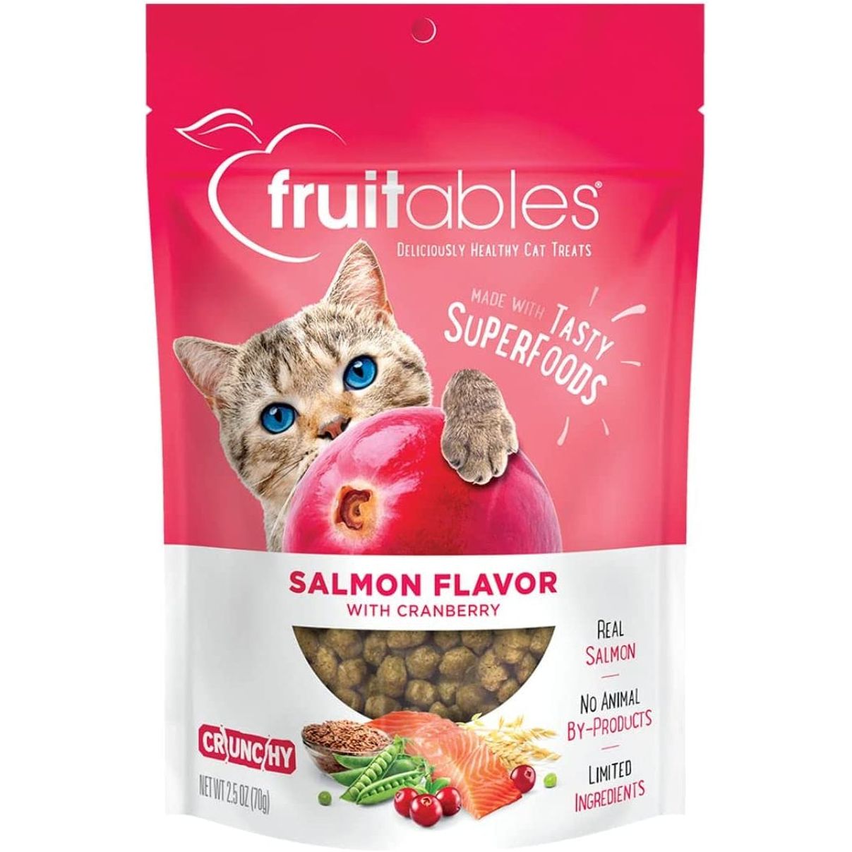 Cat Crunchy Treats for Cats – Healthy Low Calorie Packed with Protein – Free of Wheat, Corn and Soy – Made with Real Salmon with Cranberry – 2.5 Ounces