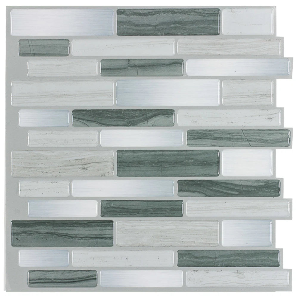 Peel&Stick Mosaics  10-In X 10-In Glossy Composite Linear Peel and Stick Wall Tile (0.65-Sq. Ft/ Piece)