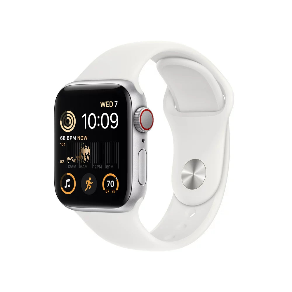 Apple Watch SE (2Nd Gen) GPS + Cellular 40Mm Silver Aluminum Case with White Sport Band - M/L
