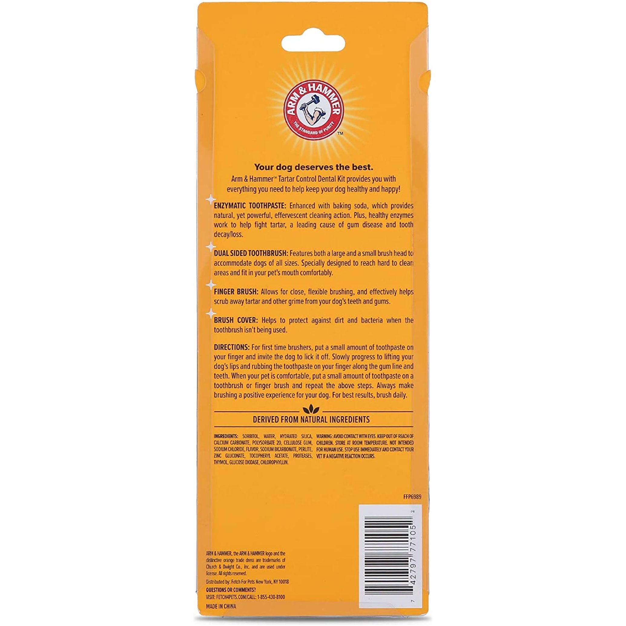 Arm & Hammer for Pets Tartar Control Kit for Dogs | Contains Toothpaste, Toothbrush & Fingerbrush | Reduces Plaque & Tartar Buildup, 3-Piece Kit, Banana Mint Flavor