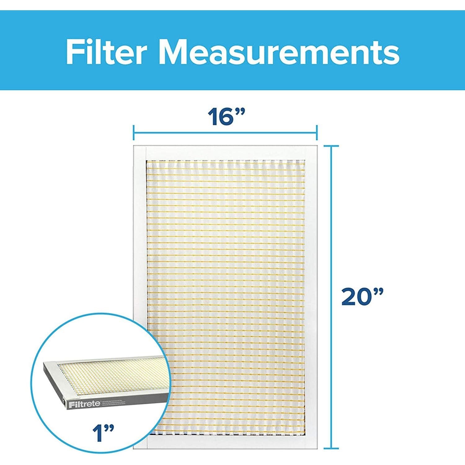 Filtrete 16X20X1 Air Filter, MPR 300, MERV 5, Clean Living Basic Dust 3-Month Pleated 1-Inch Air Filters, 6 Filters