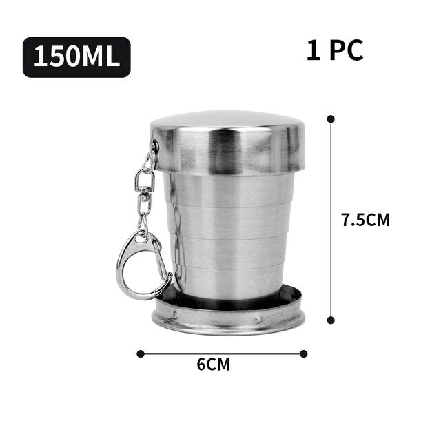 Stainless Steel Folding Cup Portable Outdoor Travel Camping Telescopic Cup Ourdoor Foldable Drinkware 75ml/150ml/250ml