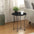 Atlantic Round Metal Tray Black End Side Table; Removable Tray Outdoor & Indoor Drink; Snack; Coffee Table; Telephone Table