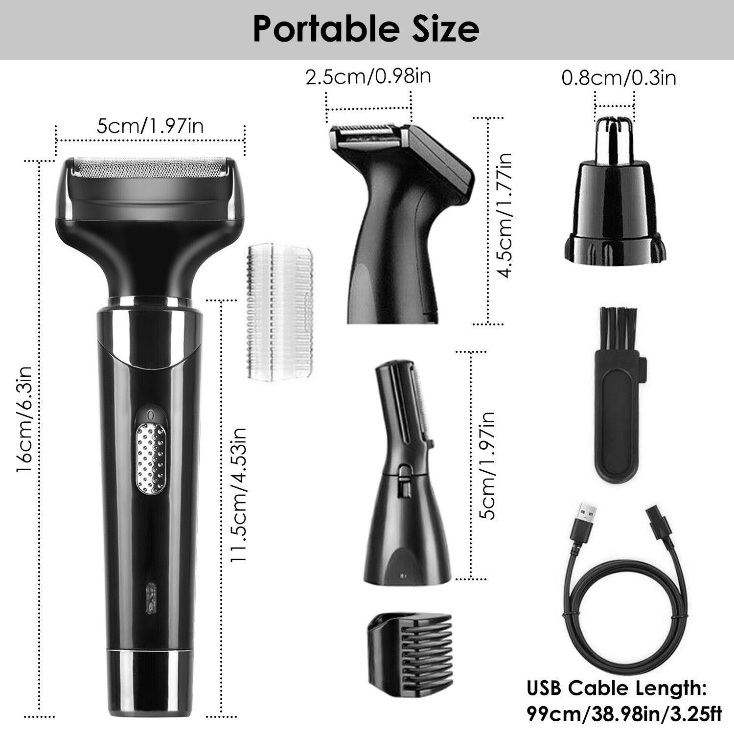 4 In 1 Rechargeable Razor Hair Beard Eyebrow Ear Nose Hairs Sideburn Trimmer Clipper Painless Electric Shaver Moorescarts