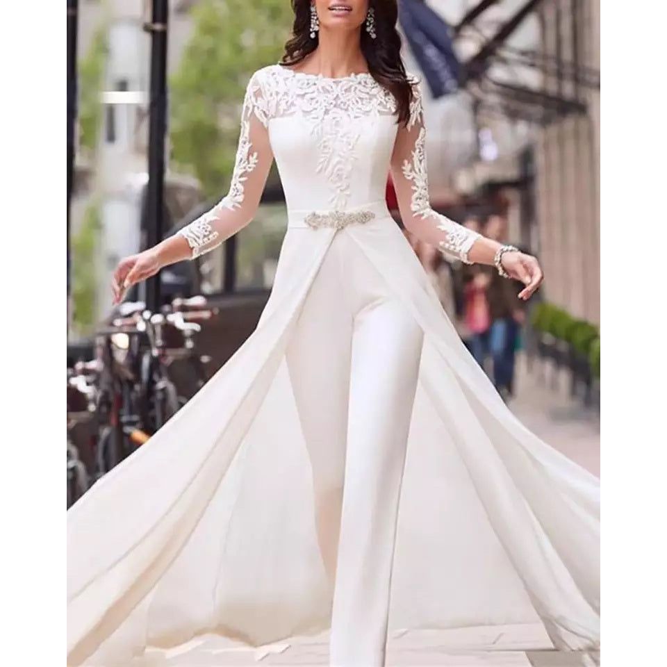 White Bridal Jumpsuit with Cape