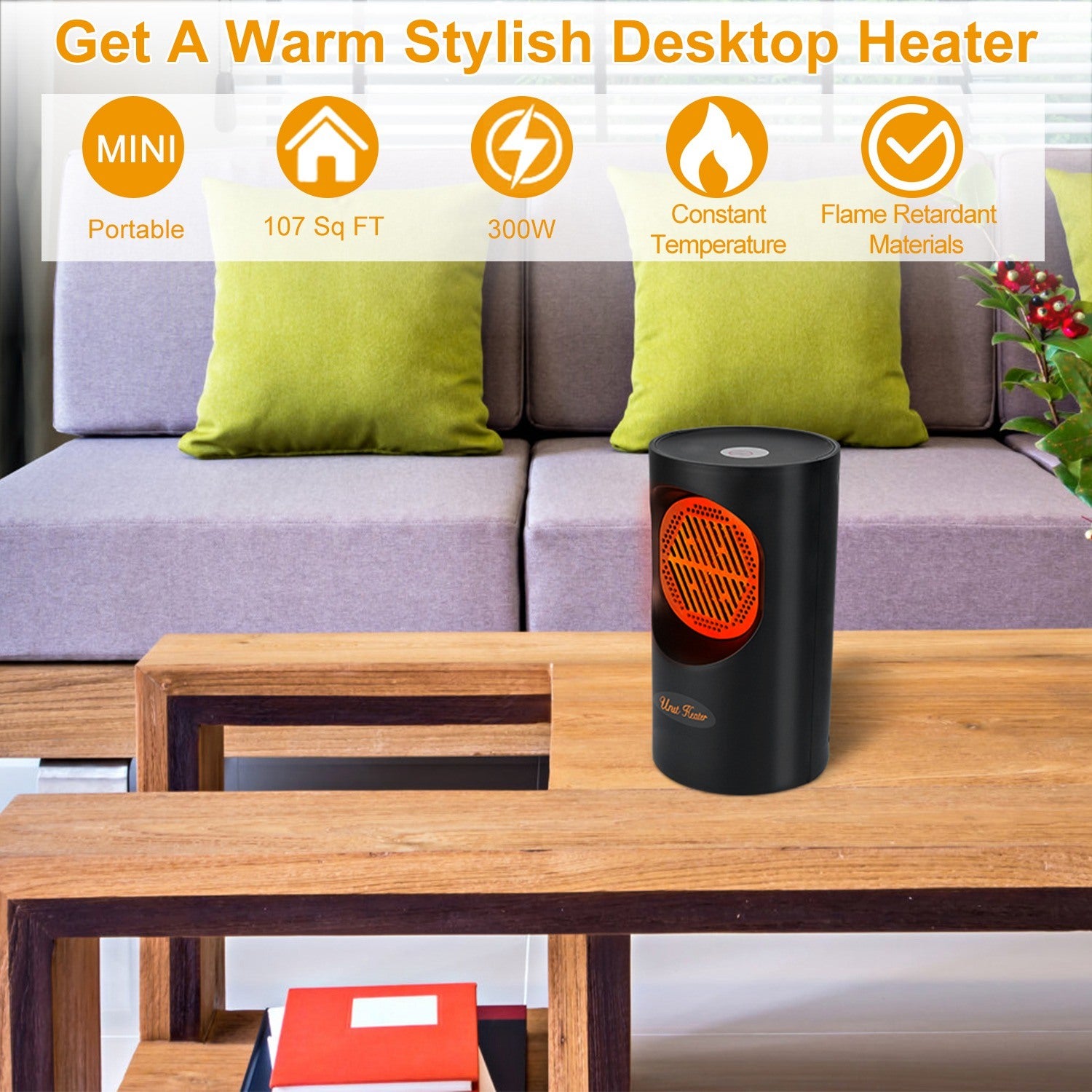 300W Portable Electric Heater Mini Heating Unit Fan Portable Floor Desktop Air Fan Heater Moorescarts