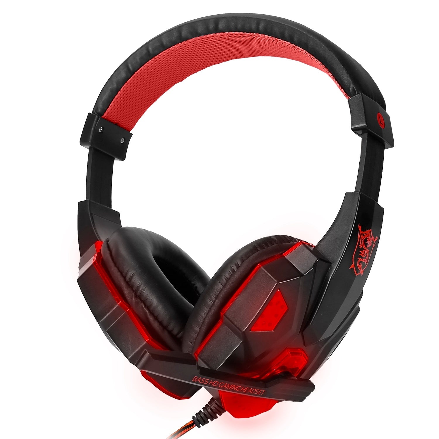 Gaming Headsets Stereo Bass Over Ear Headphones w/LED Light Earmuff w/ Mic