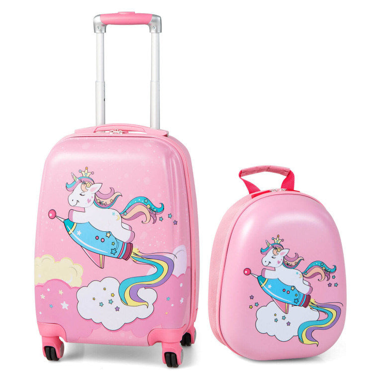 2 Pieces 18 Inch Kids Luggage Set with 12 Inch Backpack Moorescarts