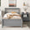 Twin Bed with Headboard and Footboard for Kids; Teens; Adults; with a Nightstand; Grey