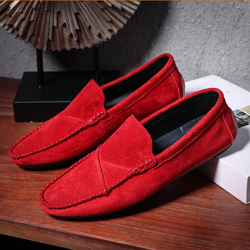 Genuine Leather Slip-On Men Shoes Black Red Brown Men Loafers Summer Party Wedding Dress Shoes Soft Sneakers Driving Moccasin