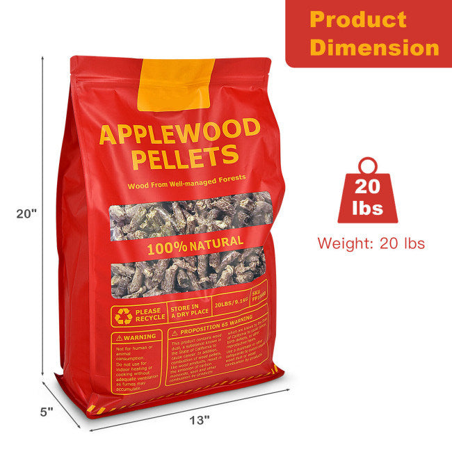 20 Pounds Apple Wood Pellets 100% All-Natural for Pellet Grills Moorescarts