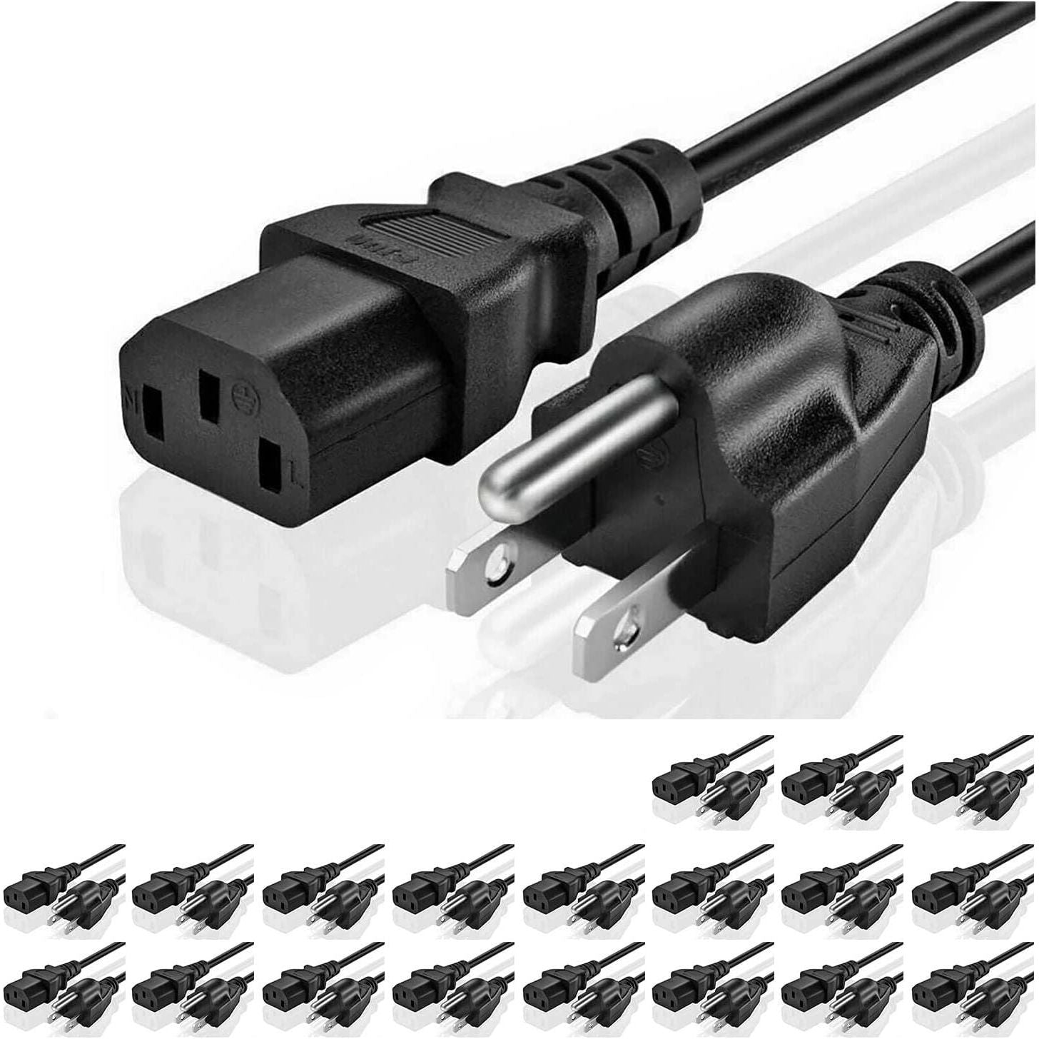 5 Core 6 Feet 5 Pieces 3 Prong Replacement AC Wall Power Cord for LCD Computer Monitor Premium Quality Copper Wire PC 1001